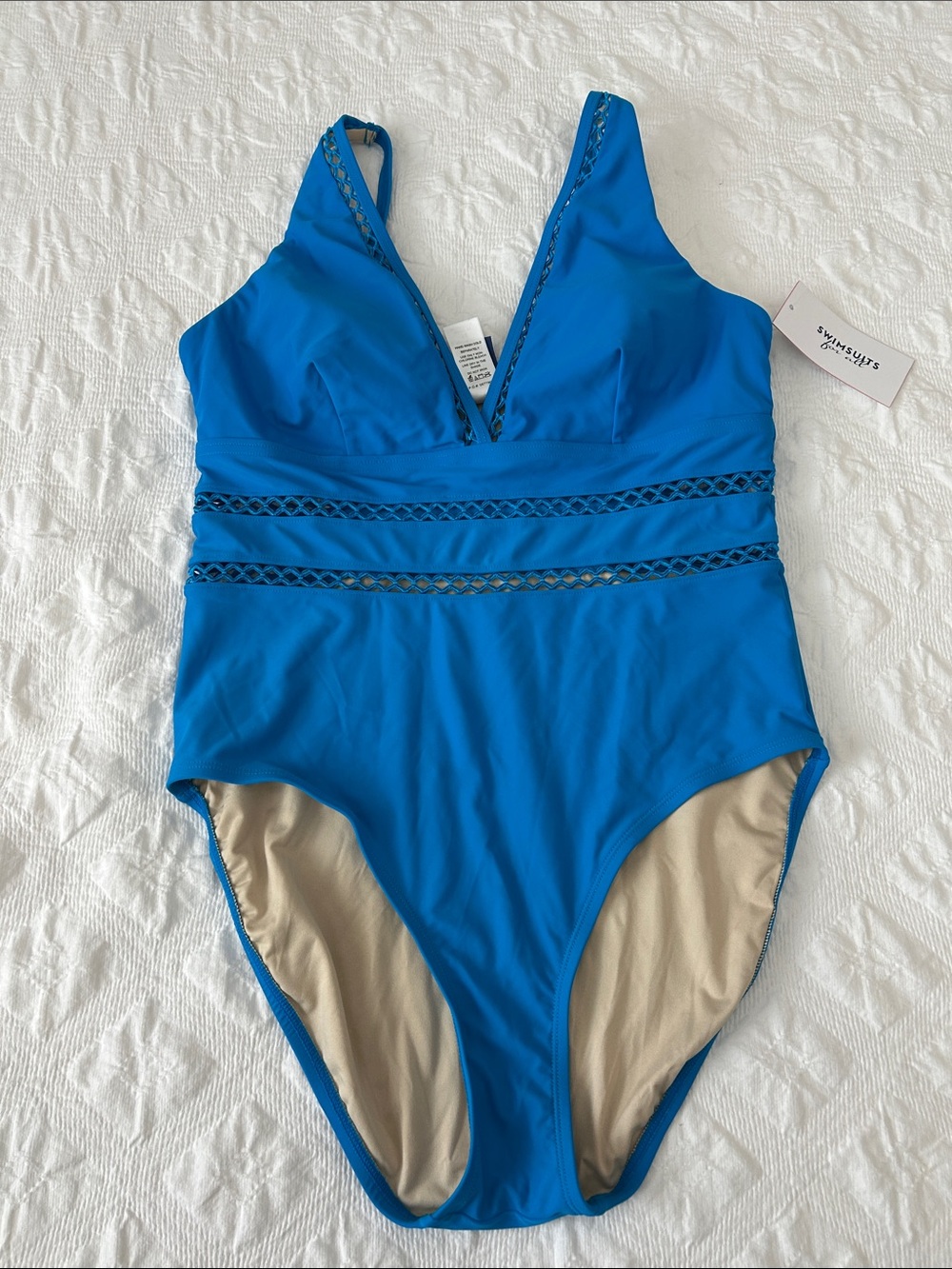 Swimsuit New With Tag Bright Blue One-Piece Swimsuit with Lattice Waistbands.